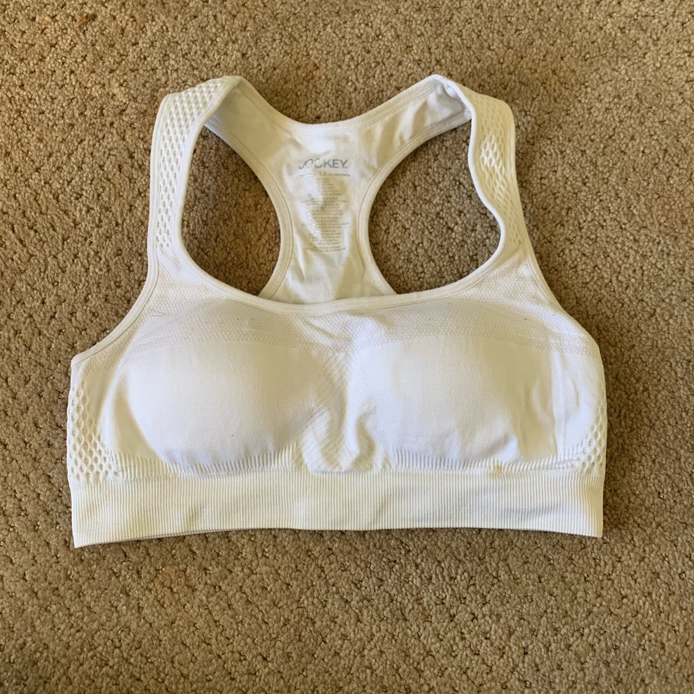 White Jockey sport bra